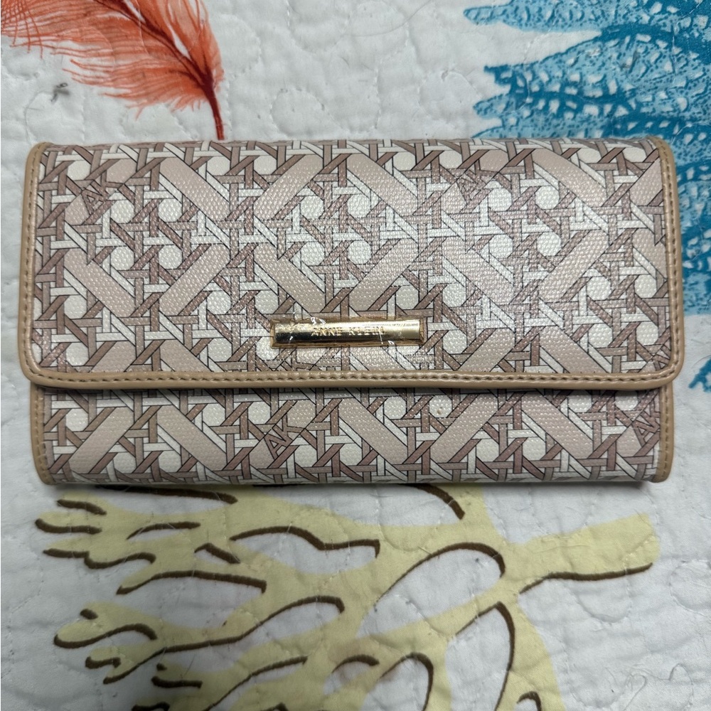 Anne Klein Tan and Cream Geometric Wallet